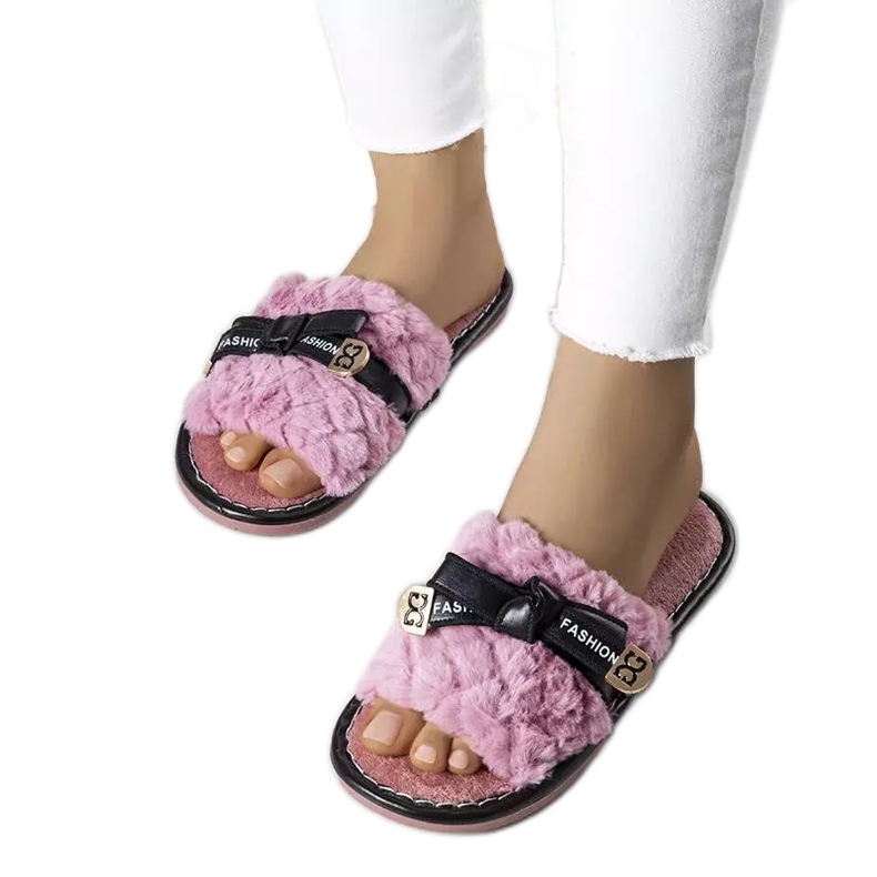 BM Růžové pantofle s mašlí od Petra růžový