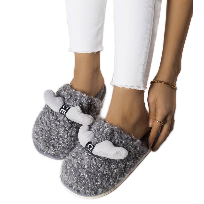 BM Šedé pantofle s kožíškem od Rosny šedá