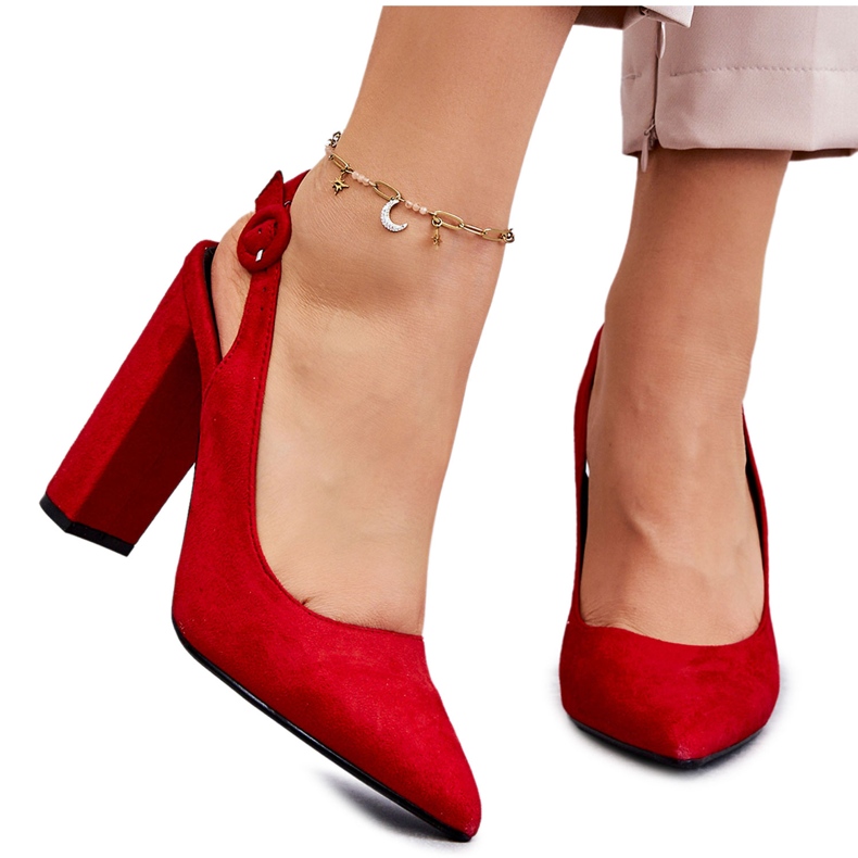 PA1 Červené lodičky Alanza na vysokém podpatku se špičatou špičkou