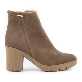 Olivier Dámské semišové zateplené kozačky Riva v tmavě béžové barvě béžový Olivier Dámské semišové zateplené kozačky Riva v tmavě béžové barvě béžový