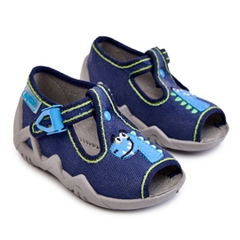 BEFADO S.A. Dětské Sandály Pantofle Befado Dinosaur 217P116 Navy Blue námořnická modř