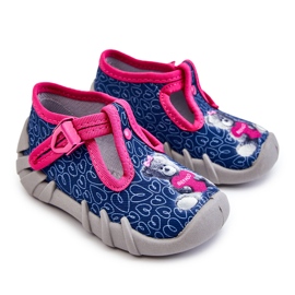 BEFADO S.A. Boty Pantofle Befado Bear 110P469 Navy-Pink námořnická modř růžový