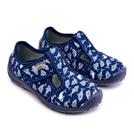 BEFADO S.A. Dětské pantofle Befado Sharks 010X032 Navy Blue námořnická modř
