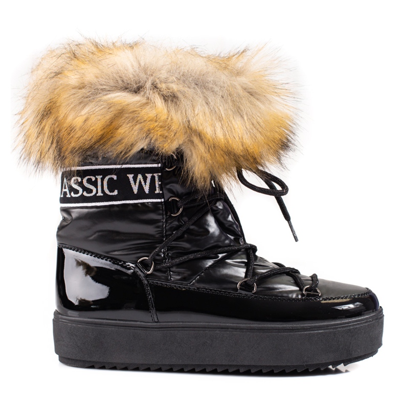 Dámské černé sněhule Shelovet s kožíškem černá