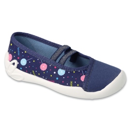Dětské pantofle Befado 116Y316 Navy Blue s barevnými aplikacemi modrý Dětské pantofle Befado 116Y316 Navy Blue s barevnými aplikacemi modrý