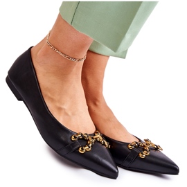 WS1 Dámské Baleríny ve špici S černým Carlos Ornamentem černá WS1 Dámské Baleríny ve špici S černým Carlos Ornamentem černá