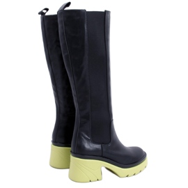PA1 Kozačky s barevnou podrážkou od Woods BLACK/GREEN černý