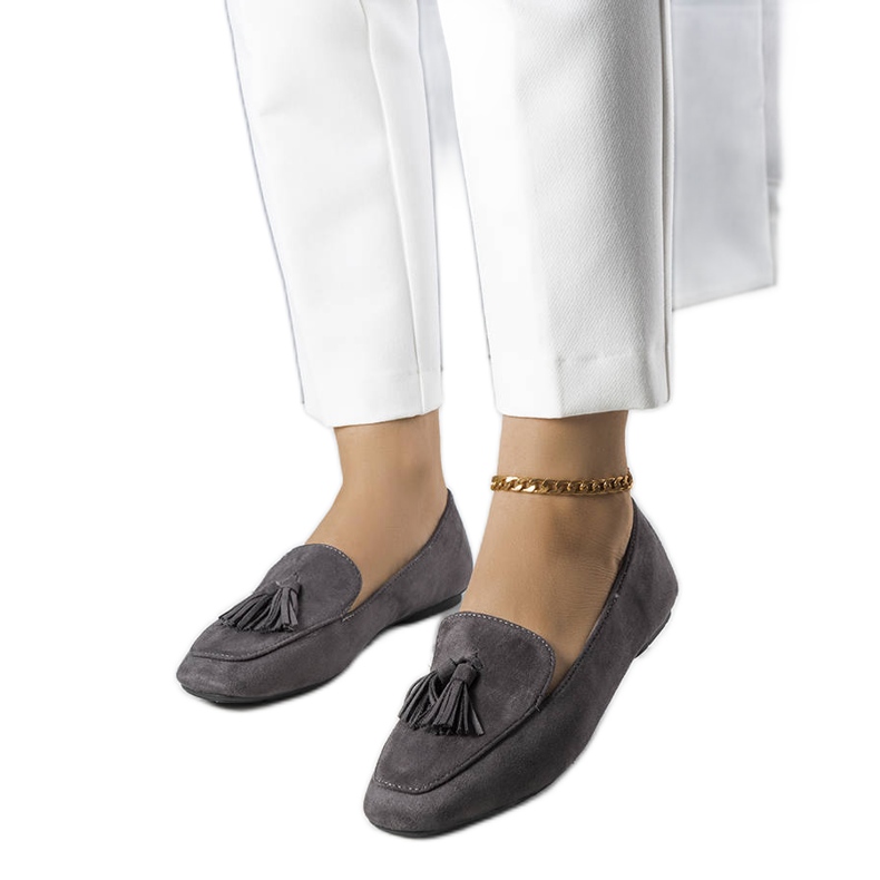 Šedé eko-semišové baleríny od Cillian šedá Šedé eko-semišové baleríny od Cillian šedá