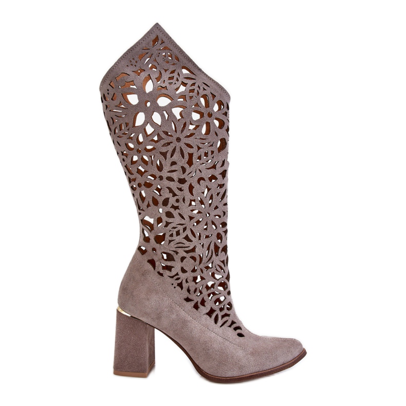 Lewski Shoes Semišové prolamované boty Leski Boty 3234 Cappuccino vícebarevný