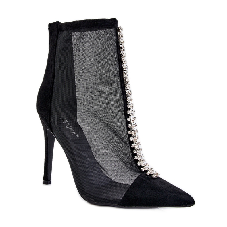 Módní dámské boty na vysokém podpatku se síťovinou v černé barvě Rummi černá