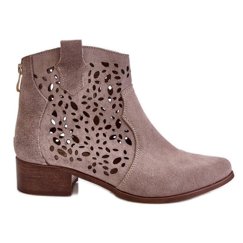 Lewski Shoes Dámské prolamované boty Leski Shoes 2909 Světle hnědé béžový Lewski Shoes Dámské prolamované boty Leski Shoes 2909 Světle hnědé béžový