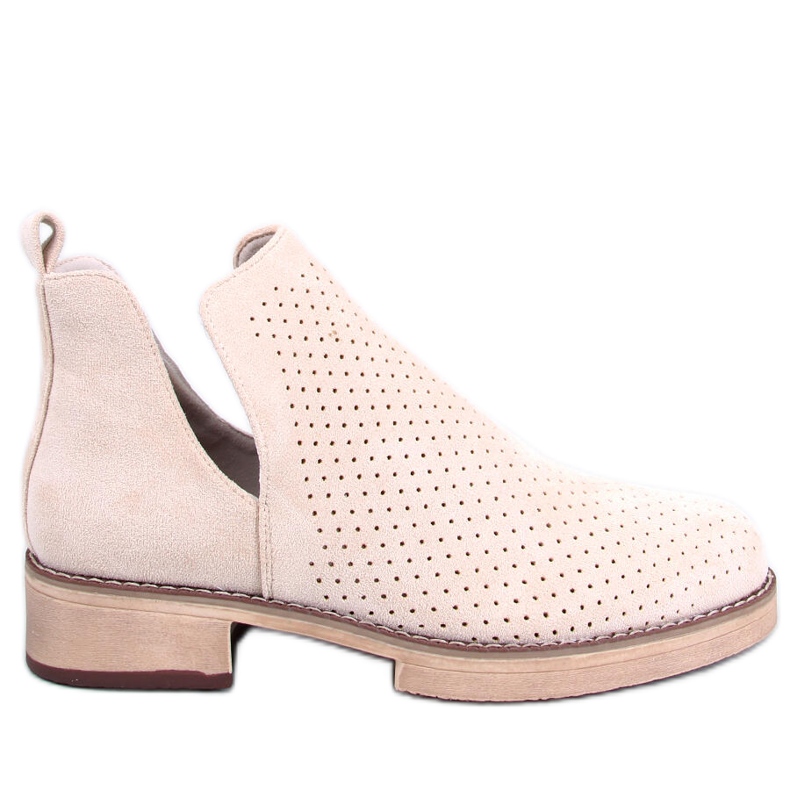 BM Jarní prolamované kozačky Neve Beige béžový