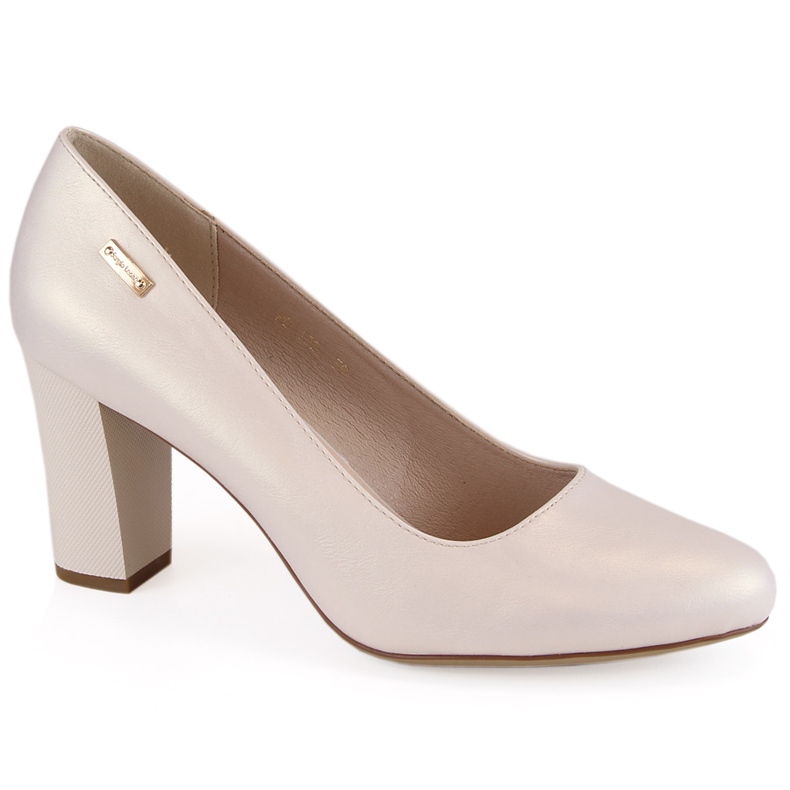 Béžové perleťové lodičky na ozdobném sloupku od Sergio Leone béžový