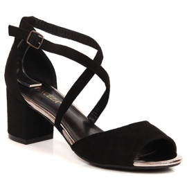 Vinceza 20193 dámské semišové sandály na podpatku černý