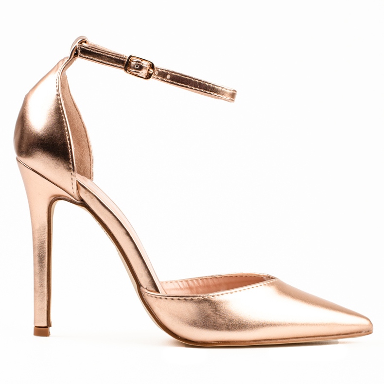 Dámské zlaté lodičky Shelovet se zapínáním kolem kotníku zlatý