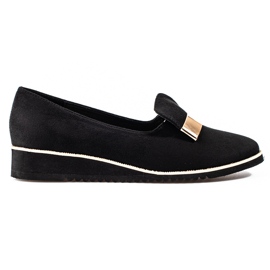 Lehké dámské boty Shelovet se zlatým zdobením v semišovém provedení černá