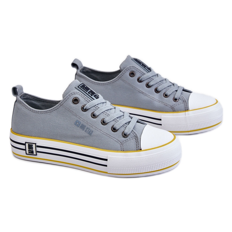 Dámské látkové tenisky na platformě Big Star LL274183 světle modré modrý