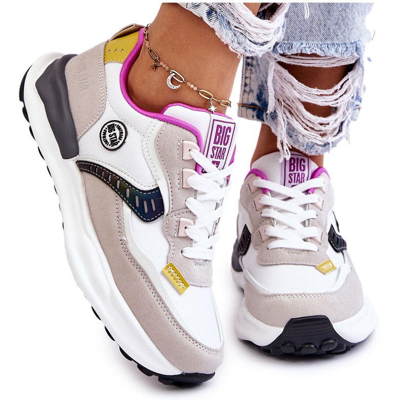 Dámské sportovní tenisky Big Star KK274099 Bílé a béžové bílý