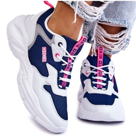 Dámské lehké sportovní boty Big Star LL274376 White and Navy bílý námořnická modř