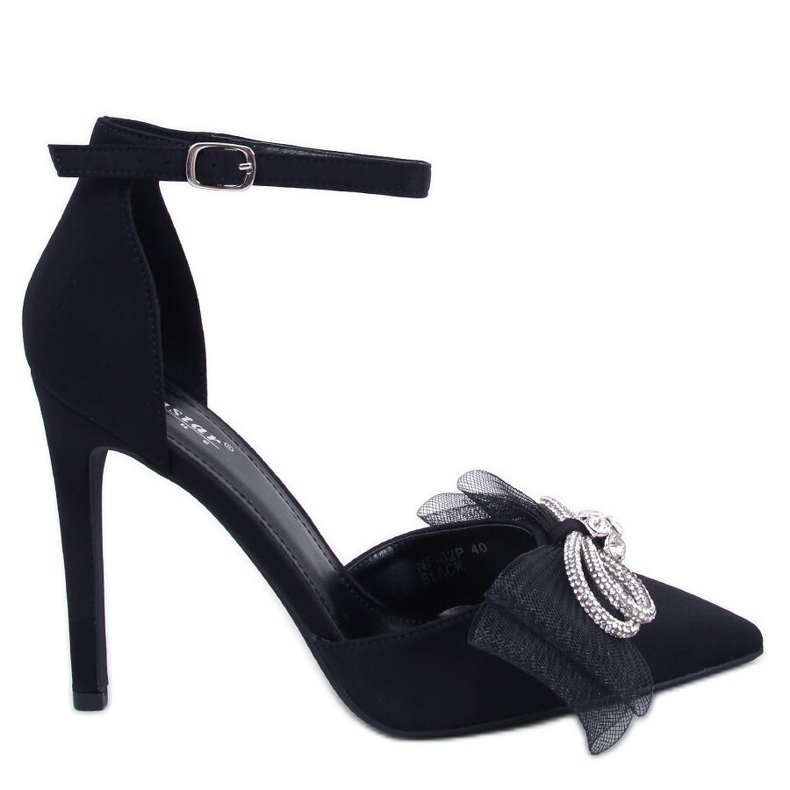 Seastar Triana Černé tylové mašličkové podpatky černá