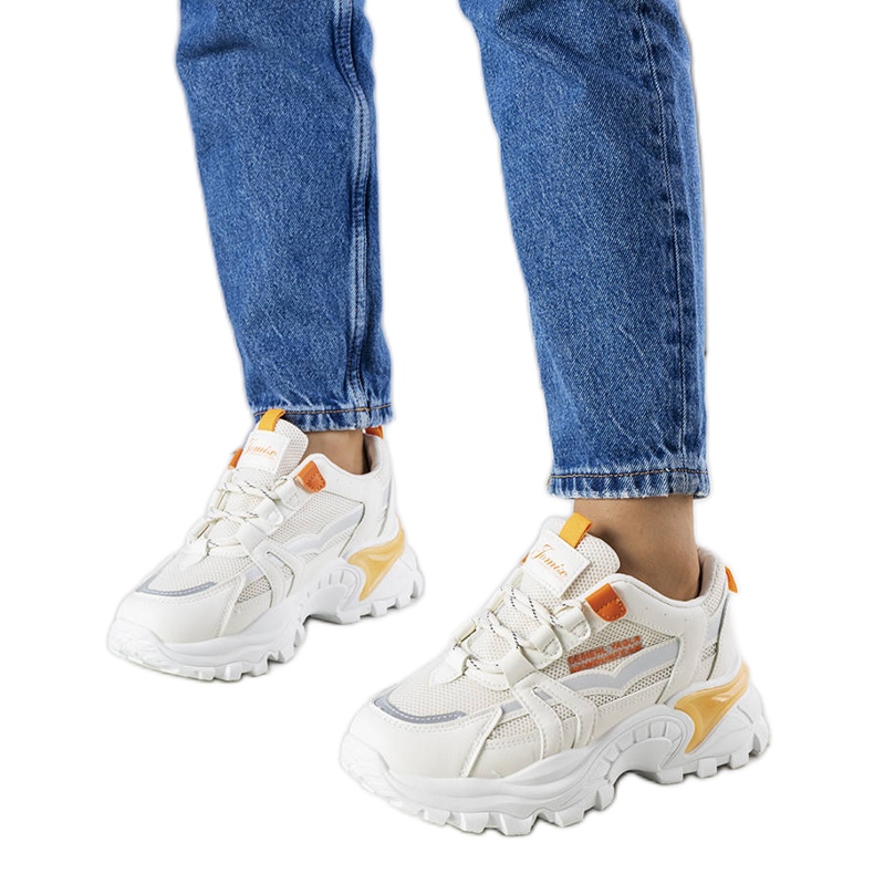 Opálové béžové tenisky s neonovými vsadkami béžový