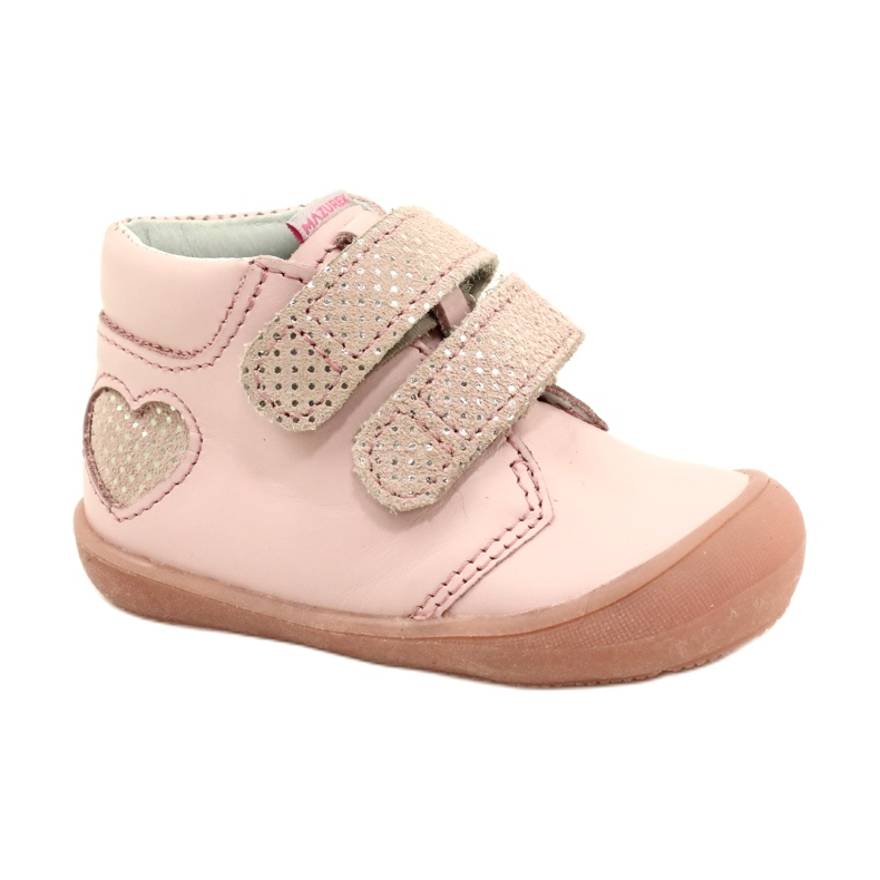 Kozačky na suchý zip Mazurek 1341 Pink Glitter Heart růžový