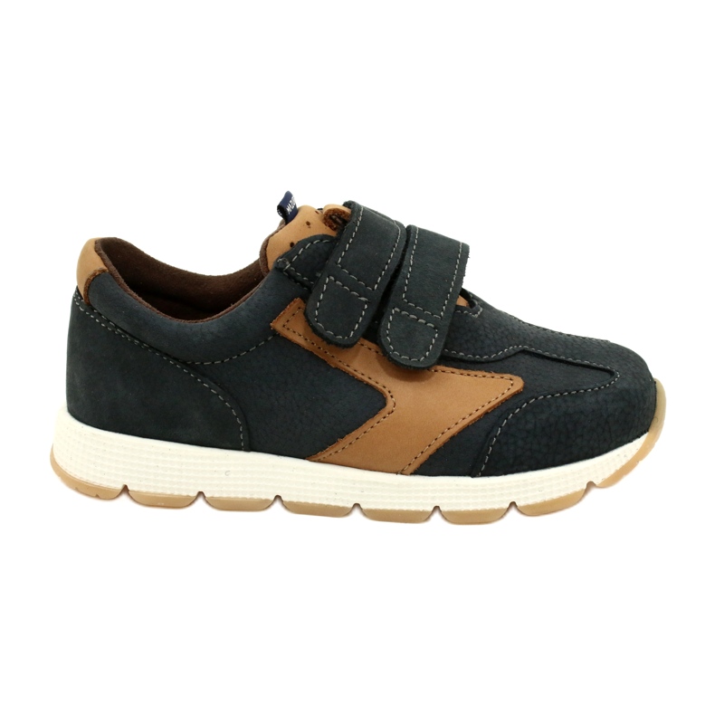 Kožená obuv pro volný čas Mazurek 1362 Velcro Navy Blue-Brown modrý Kožená obuv pro volný čas Mazurek 1362 Velcro Navy Blue-Brown modrý