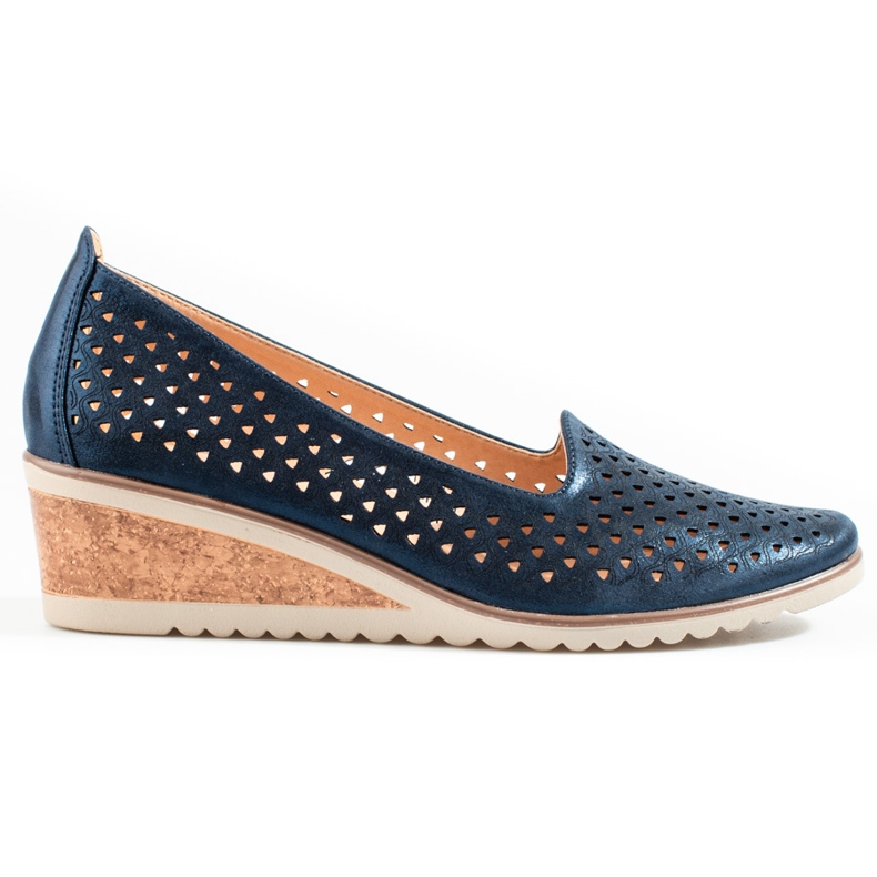 W. Potocki Dámské prolamované lodičky Potocki tmavě modrá modrý