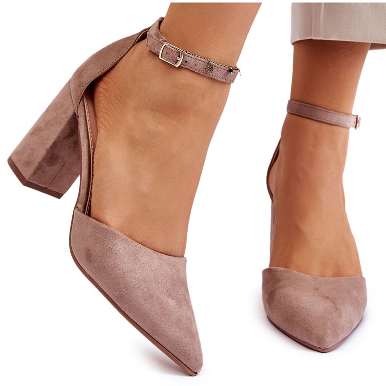 Tmavě béžové Lexie semišové lodičky na podpatku béžový Tmavě béžové Lexie semišové lodičky na podpatku béžový