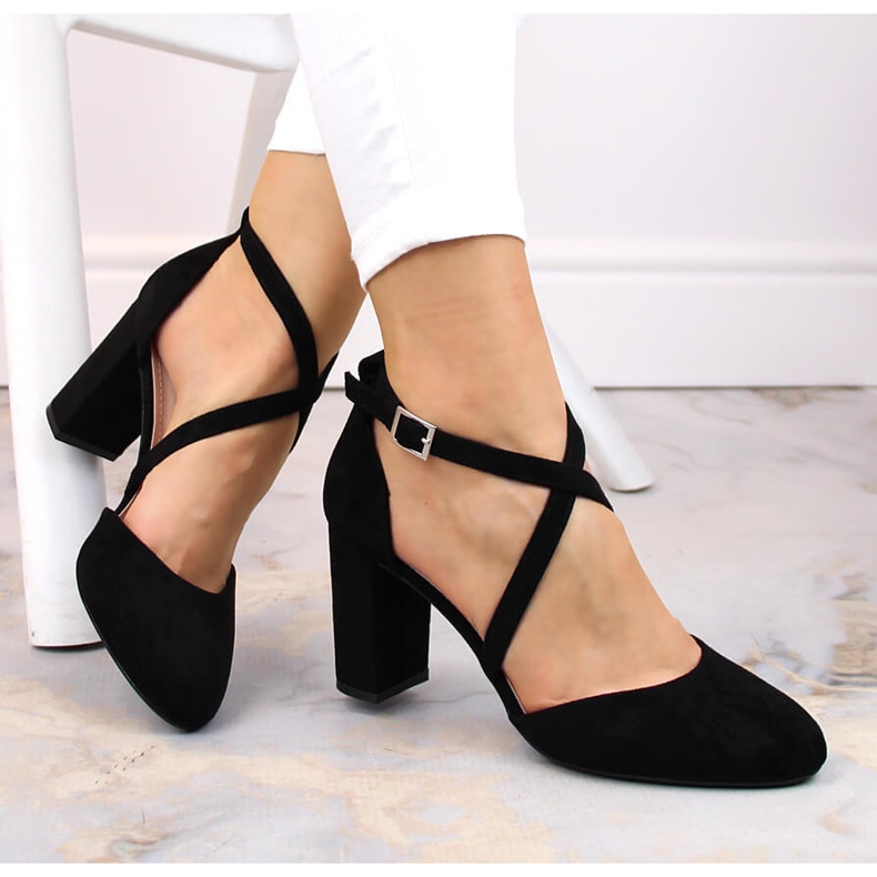 Dámské černé sandály na sloupku Sergio Leone SK863 černá