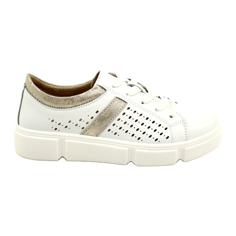 Prolamované kožené tenisky Filippo DP4531/23 WH GO bílé bílý