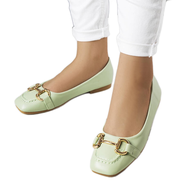 Zelené balerínky se zlatým zdobením Iris zelená Zelené balerínky se zlatým zdobením Iris zelená