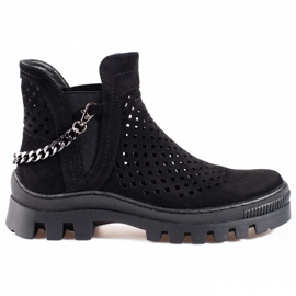 Dámské prolamované kozačky Potocki Black černý