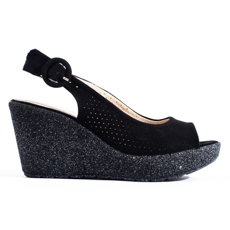 Dámské sandály na klínku Shelovet černé barvy černá