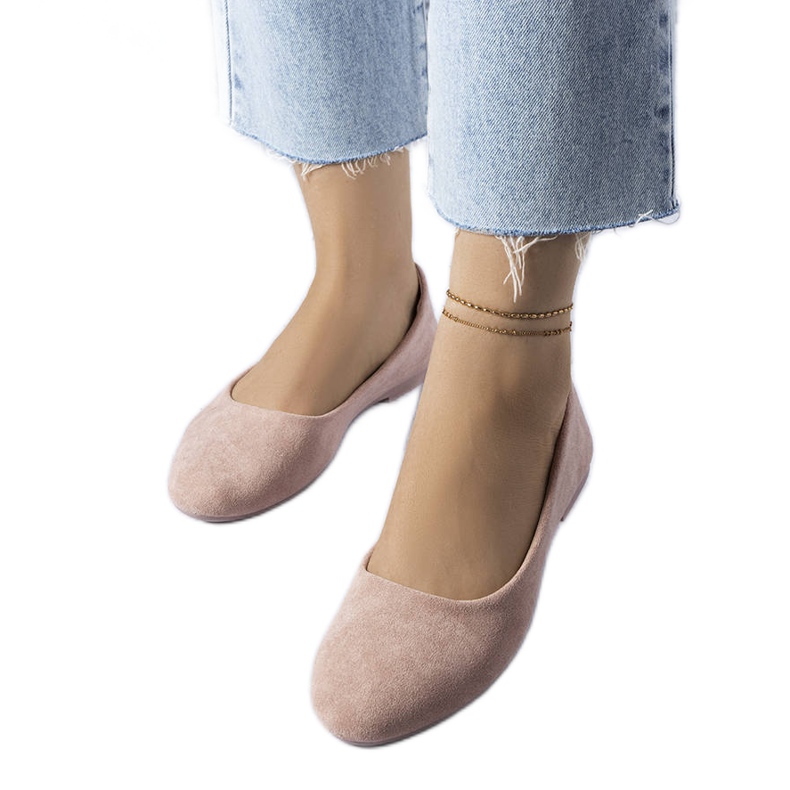 Růžové balerínky s koženou stélkou od Lespérance růžový