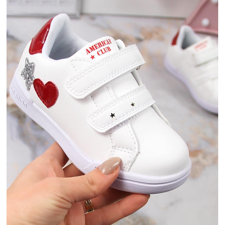 Bílé dívčí sportovní boty American Club 125/23 na suchý zip bílý