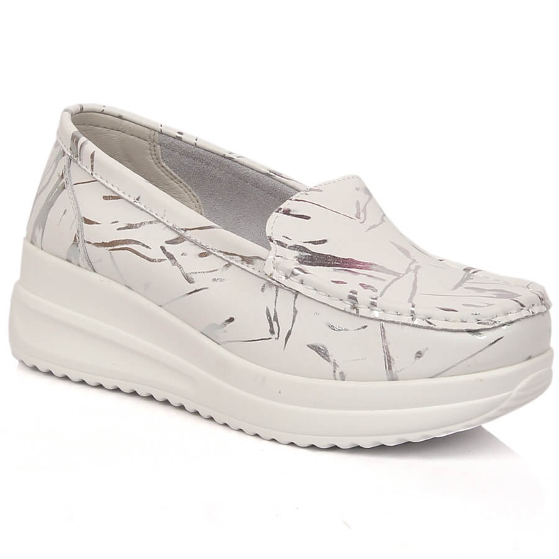 Dámské kožené mokasíny na platformě bílé Artiker 50C1886 bílý