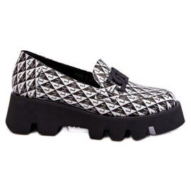 Mokasíny na masivní platformě Laura Messi 2601 černá a bílá bílý černý