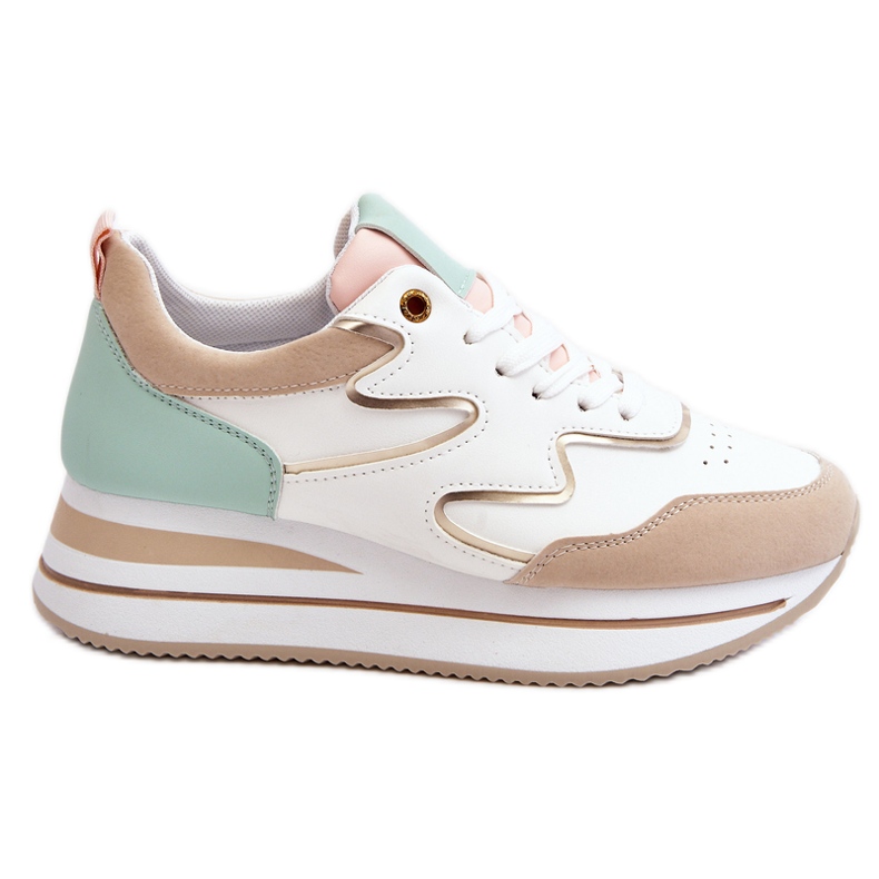 PG1 Módní sportovní obuv Roen bílé a béžové kůže bílý