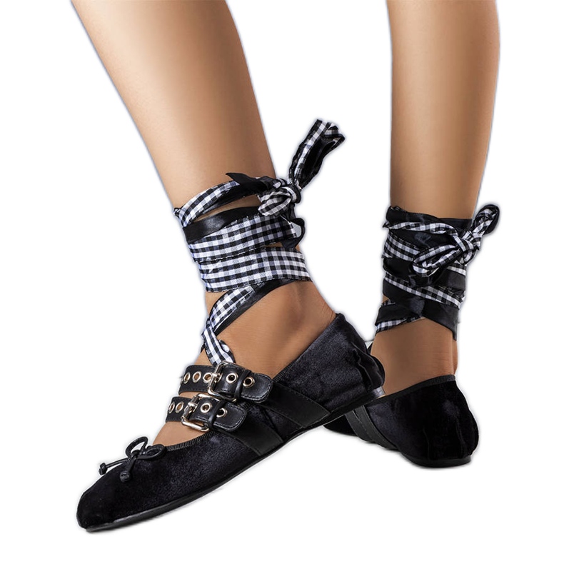 Černé baleríny se zapínáním na Boutot sponu černá