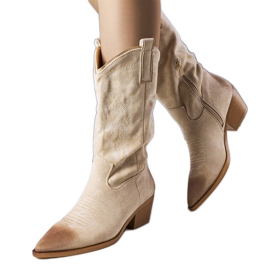 PA1 Béžové kovbojské boty z umělého semiše od Routhier béžový PA1 Béžové kovbojské boty z umělého semiše od Routhier béžový