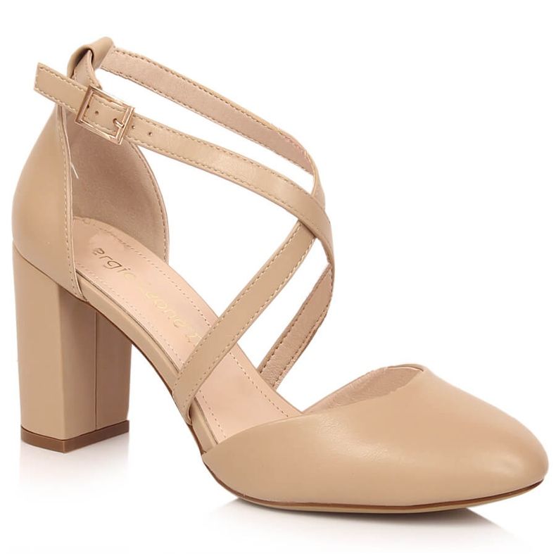 Dámské kávové sandály na vysokém podpatku Sergio Leone SK863 béžový Dámské kávové sandály na vysokém podpatku Sergio Leone SK863 béžový