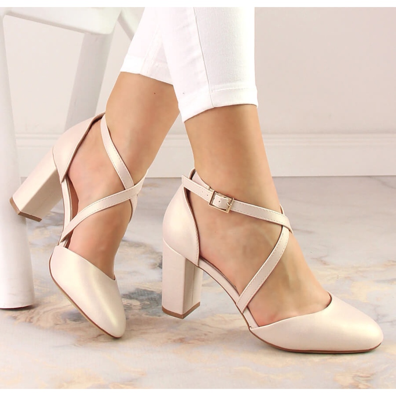 Dámské lodičky sandály na vysokých podpatcích béžové perleťové Sergio Leone SK863 béžový Dámské lodičky sandály na vysokých podpatcích béžové perleťové Sergio Leone SK863 béžový