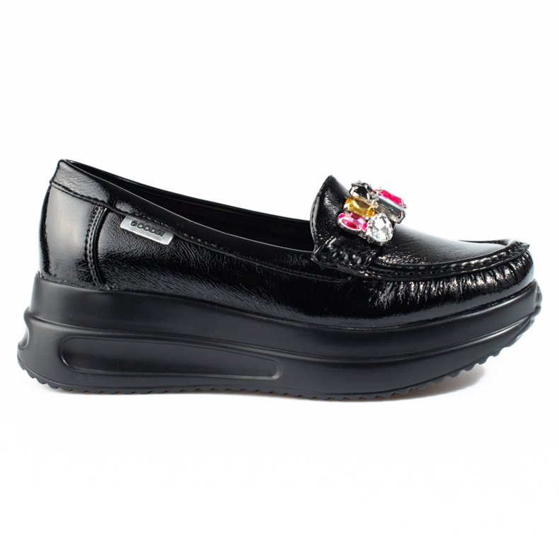 Goodin Patentované mokasíny na silné platformě s krystaly Shelovet černá
