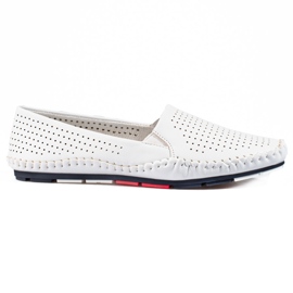 Dámské prolamované slip-on mokasíny bílé Shelovet bílý
