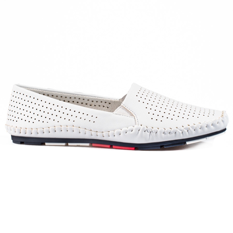 Dámské prolamované slip-on mokasíny bílé Shelovet bílý
