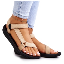 Dámské semišové sportovní sandály béžové béžový