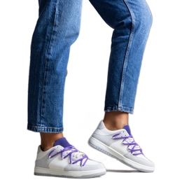 Šedé tenisky Aucoin s fialovými tkaničkami bílý Šedé tenisky Aucoin s fialovými tkaničkami bílý