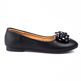 Dívčí baleríny Vinceza s černou mašlí černý