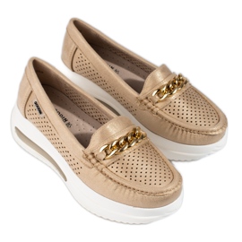 SHELOVET Dámské zlaté mokasíny Slovet na platformě zlatý